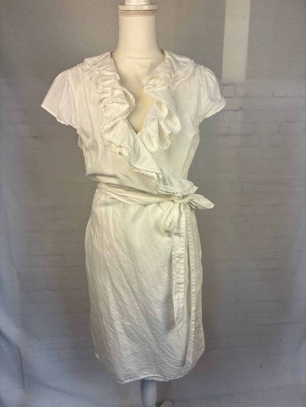 Calypso St. Barth for Target White Linen Wrap Dress L